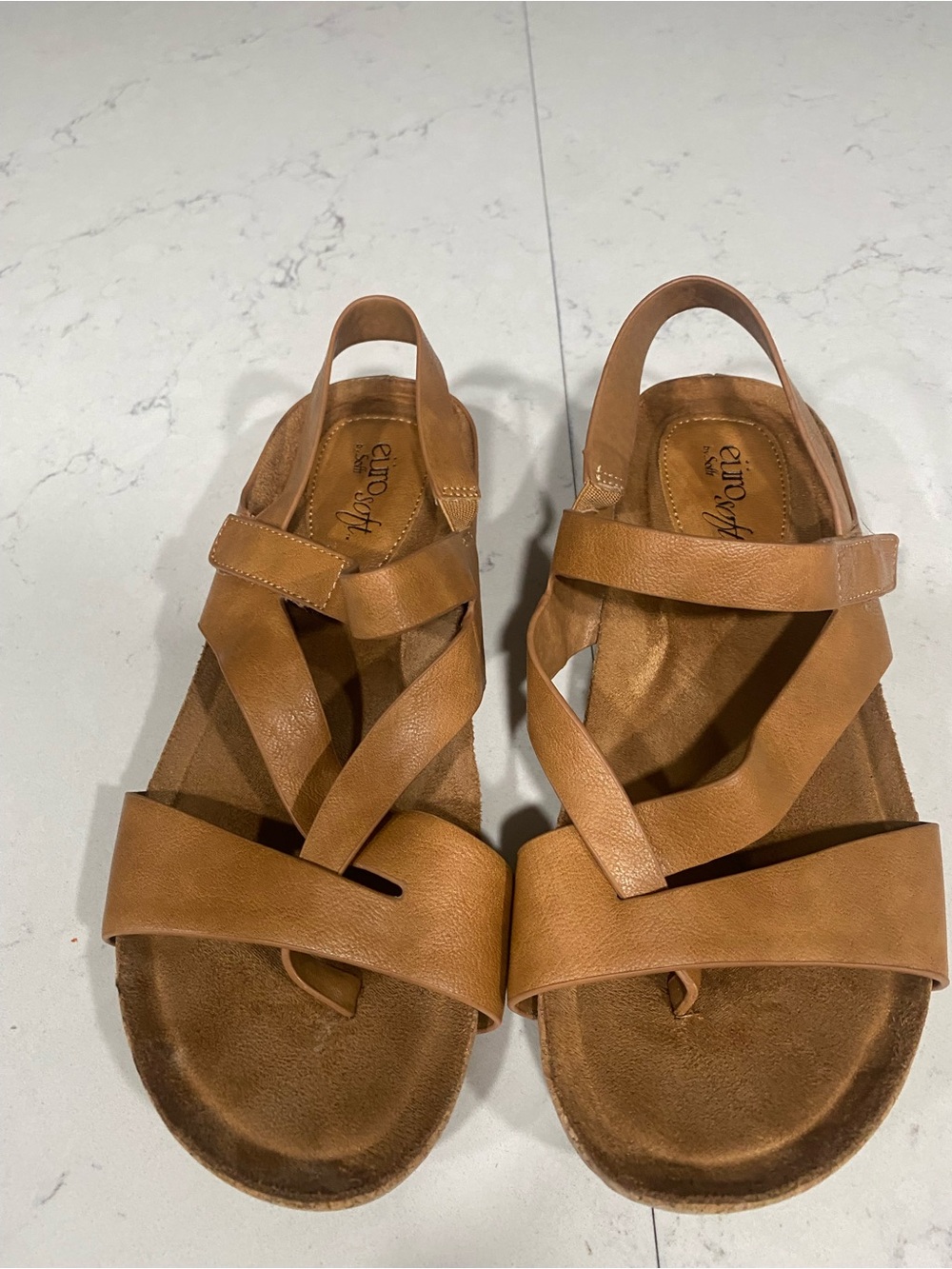 Born Sofft size 7 tan Leather Crisscross Slingback Sandals